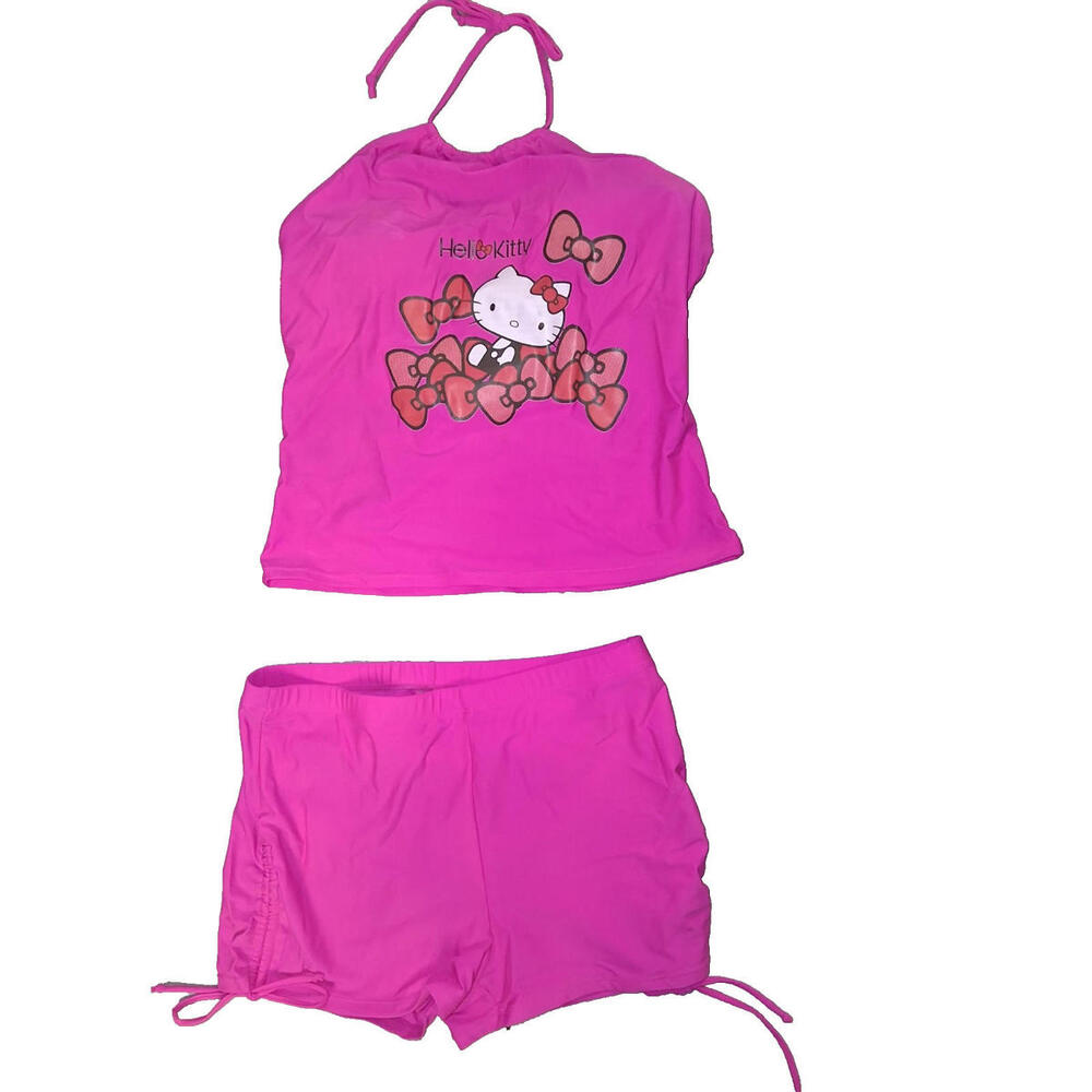 WOMENS HELLO KITTY XL SWIM SUIT BATHINGSUIT TANKINI HOT PINK SANRIO